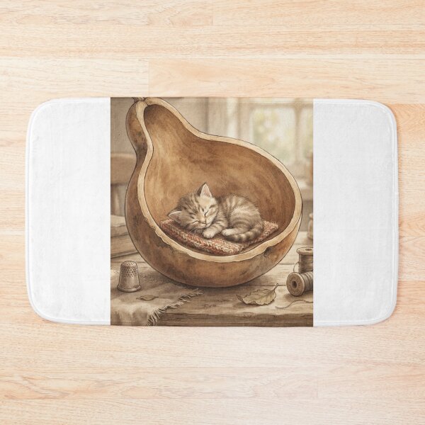 Item preview, Tiny Kitten in a Giant Dried Gourd Bowl Miniature Illustration designed and sold by DuckOddity.