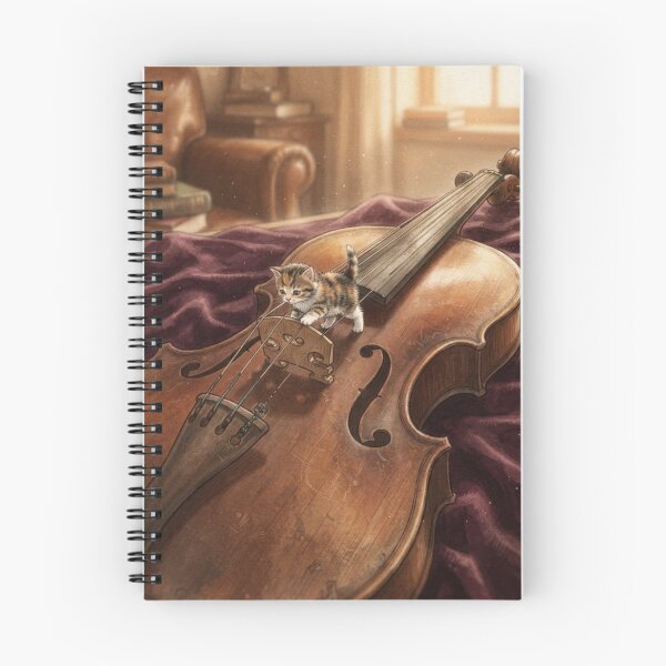 Item preview, Tiny Kitten on a Giant Vintage Violin Miniature Illustration designed and sold by DuckOddity.