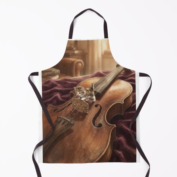 Item preview, Tiny Kitten on a Giant Vintage Violin Miniature Illustration designed and sold by DuckOddity.