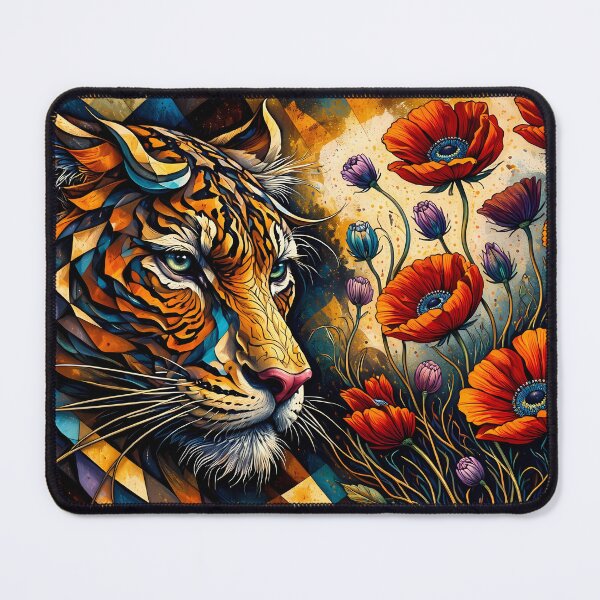 Item preview, Tiger with Vibrant Floral Patterns designed and sold by cuprum.
