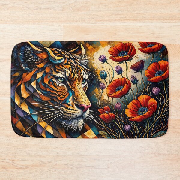 Item preview, Tiger with Vibrant Floral Patterns designed and sold by cuprum.