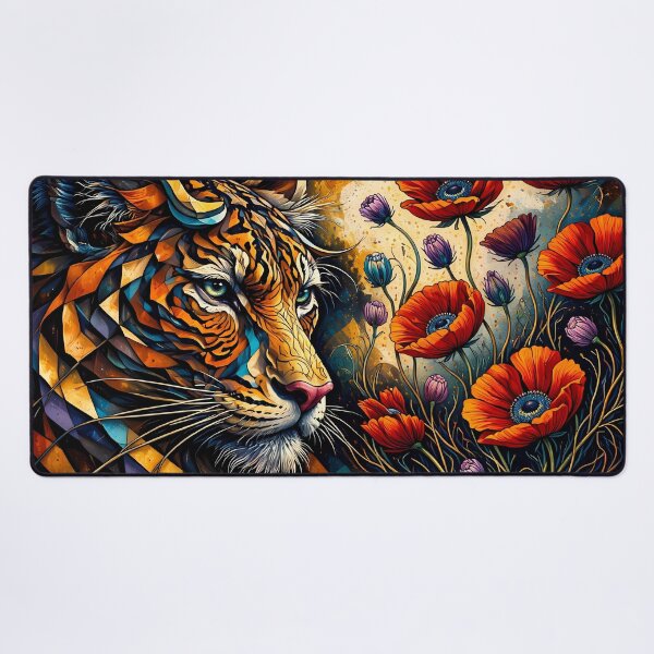 Item preview, Tiger with Vibrant Floral Patterns designed and sold by cuprum.