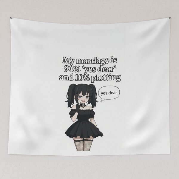 Item preview, My Marriage Is 90% Yes Dear and 10% Plotting | Goth Anime Wife Humor designed and sold by Amber Sky Creations.