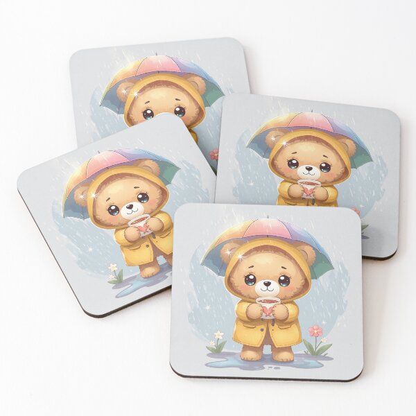 Item preview, Rainy Bear with Tea | Cute Cozy Aesthetic Kawaii Design designed and sold by Stylestickers55.
