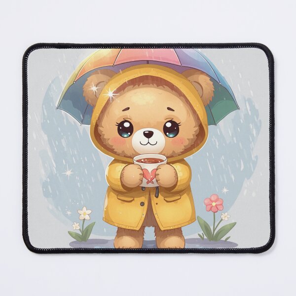 Item preview, Rainy Bear with Tea | Cute Cozy Aesthetic Kawaii Design designed and sold by Stylestickers55.
