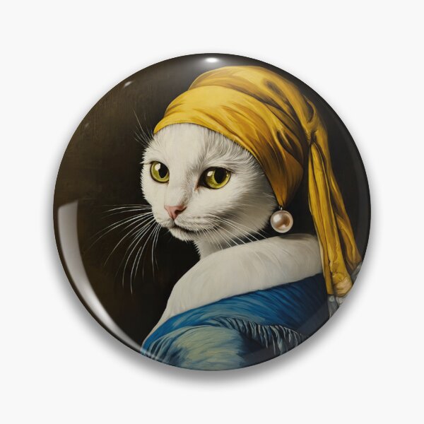 Item preview, Girl with a Pearl Earring Cat | Vermeer Inspired White Cat Portrait designed and sold by UtArt.