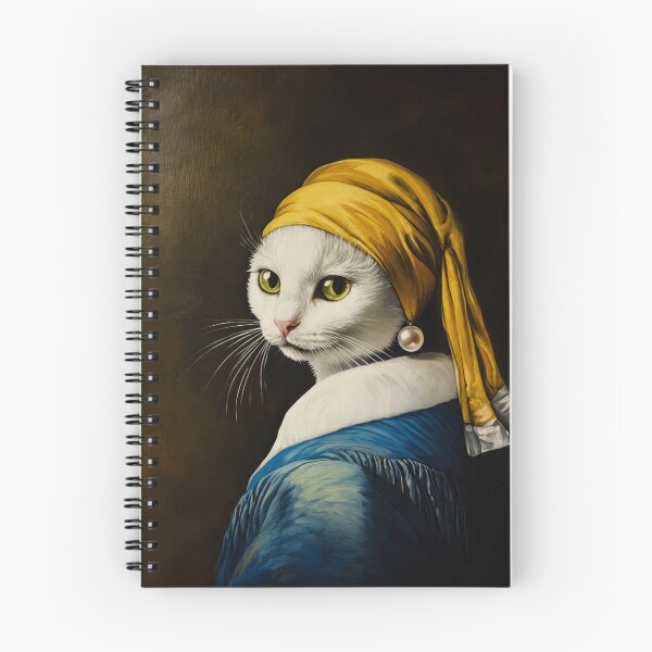 Item preview, Girl with a Pearl Earring Cat | Vermeer Inspired White Cat Portrait designed and sold by UtArt.