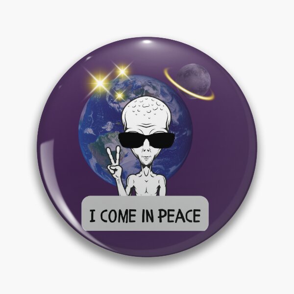 Item preview, I Come In Peace Alien Retro Space Art designed and sold by AhmadAnnaPrints.