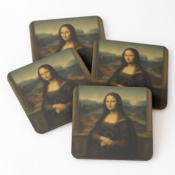 Item preview, Mona Lisa Holding Black Cat | Leonardo da Vinci Inspired Portrait designed and sold by UtArt.