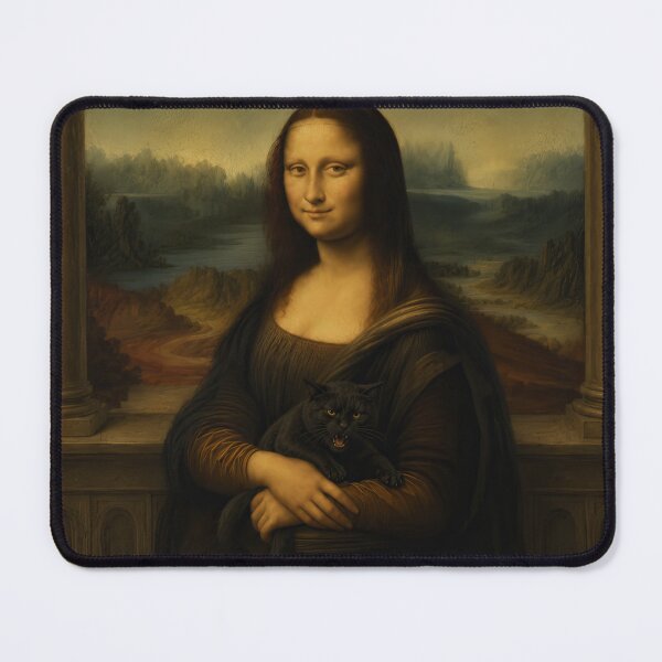 Item preview, Mona Lisa Holding Black Cat | Leonardo da Vinci Inspired Portrait designed and sold by UtArt.
