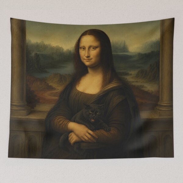 Item preview, Mona Lisa Holding Black Cat | Leonardo da Vinci Inspired Portrait designed and sold by UtArt.