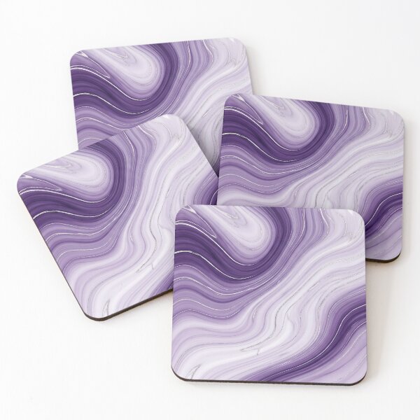 Item preview, Liquid Abstract in Purple and White — Silver-Veined Marble Art designed and sold by SeamPix.
