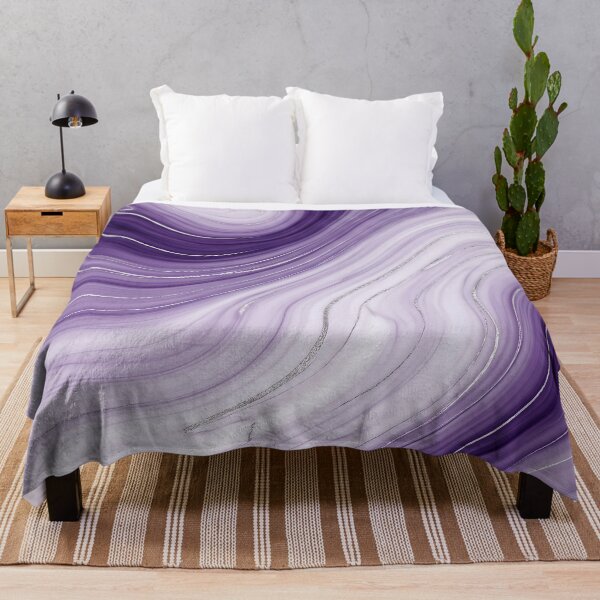 Item preview, Liquid Abstract in Purple and White — Silver-Veined Marble Art designed and sold by SeamPix.