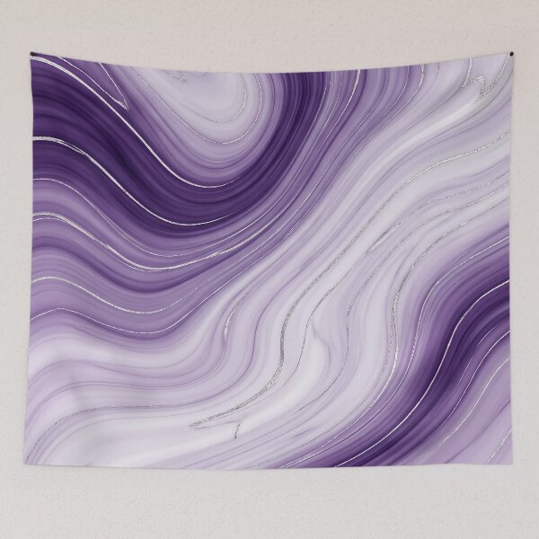 Item preview, Liquid Abstract in Purple and White — Silver-Veined Marble Art designed and sold by SeamPix.