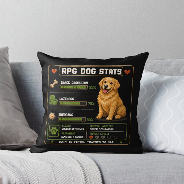 Item preview, Funny Golden Retriever RPG Stats Pixel Gamer Gift designed and sold by PixelBlob.