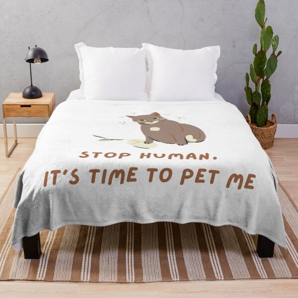 Item preview, Funny Needy Cat - "Stop Human, It's Time To Pet Me" Whimsical Art designed and sold by Rehnair.