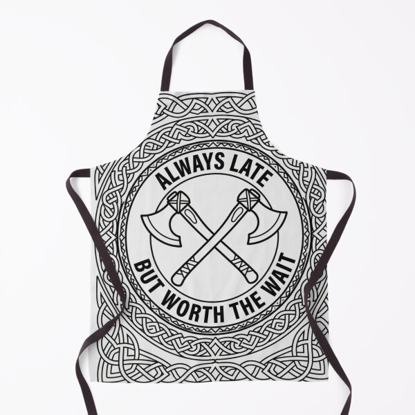 Item preview, Always Late But Worth The Wait Shirt, Nordic Knotwork Viking Shield Tee, Geometric Tattoo Style Axe Graphic T-Shirt designed and sold by THEWORDMARK.