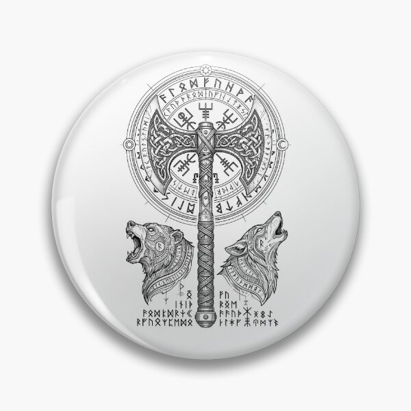 Item preview, Viking Axe Runes Wolf Bear Spirit Animal Norse Mythology designed and sold by GrandeDuc.