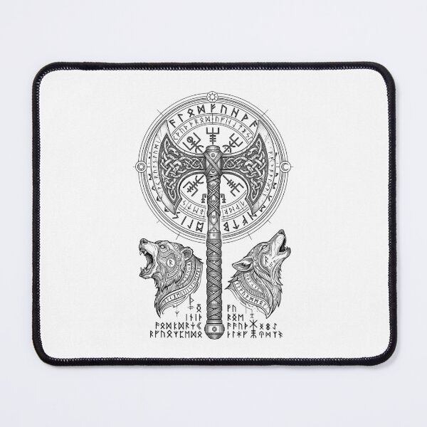 Item preview, Viking Axe Runes Wolf Bear Spirit Animal Norse Mythology designed and sold by GrandeDuc.