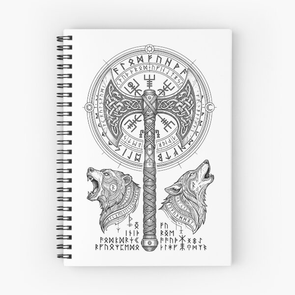 Item preview, Viking Axe Runes Wolf Bear Spirit Animal Norse Mythology designed and sold by GrandeDuc.