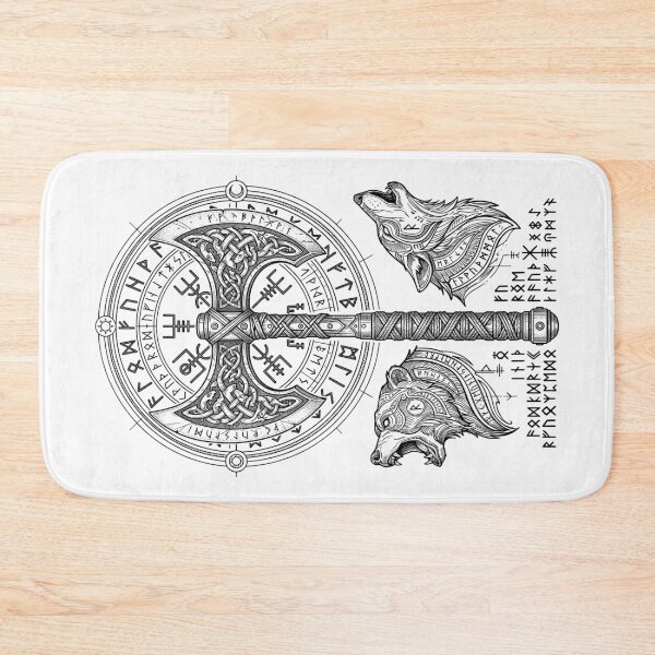 Item preview, Viking Axe Runes Wolf Bear Spirit Animal Norse Mythology designed and sold by GrandeDuc.