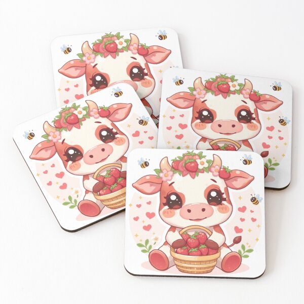 Item preview, Kawaii Strawberry Cow | Cute Pink Cow Sticker for Berry Lovers designed and sold by Stylestickers55.
