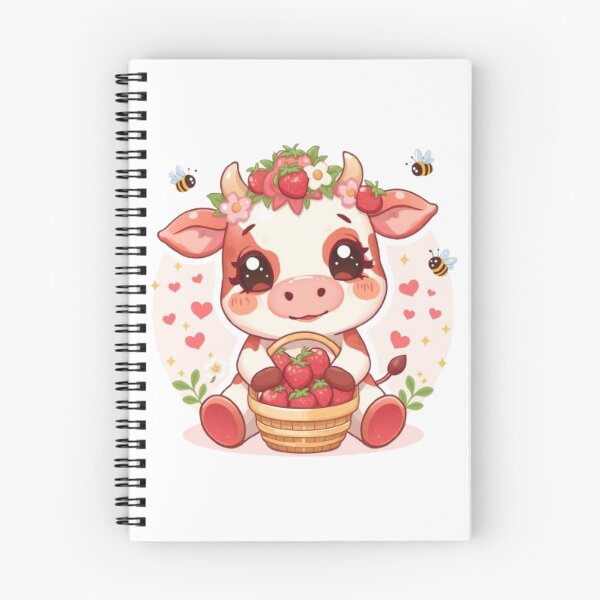 Item preview, Kawaii Strawberry Cow | Cute Pink Cow Sticker for Berry Lovers designed and sold by Stylestickers55.