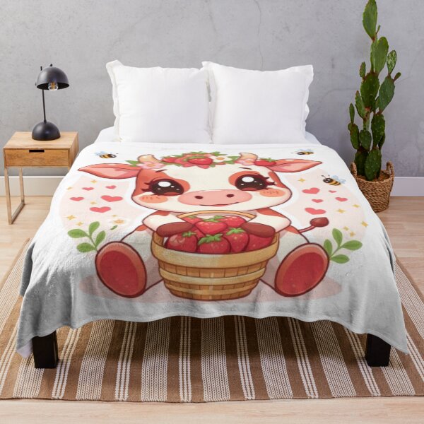 Item preview, Kawaii Strawberry Cow | Cute Pink Cow Sticker for Berry Lovers designed and sold by Stylestickers55.