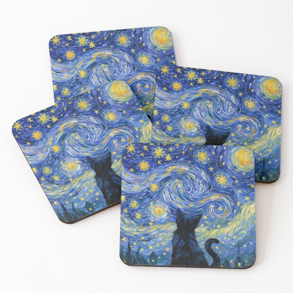 Item preview, Black Cat in Van Gogh Starry Night Painting designed and sold by UtArt.