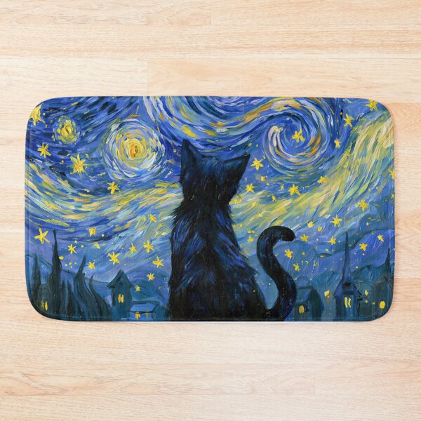 Item preview, Black Cat in Van Gogh Starry Night Painting designed and sold by UtArt.