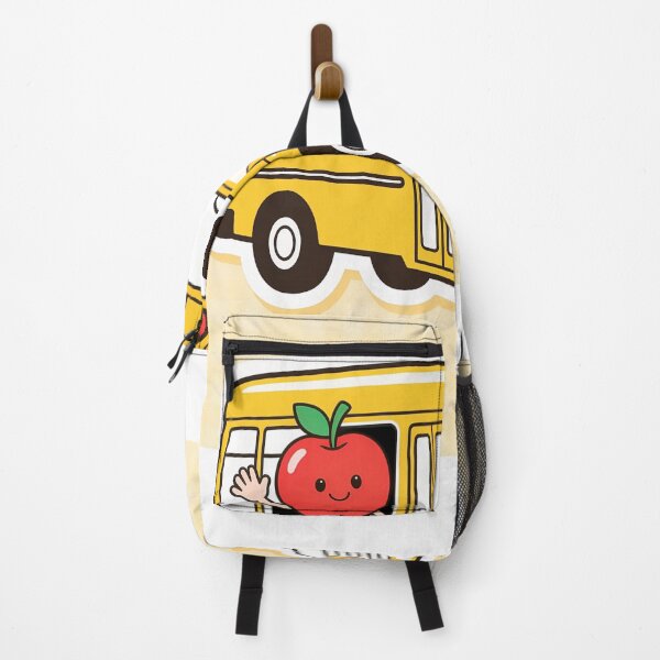 Item preview, Cute Yellow School Bus with Waving Red Apple Back to School Cartoon Sticker designed and sold by OksArtStudio.