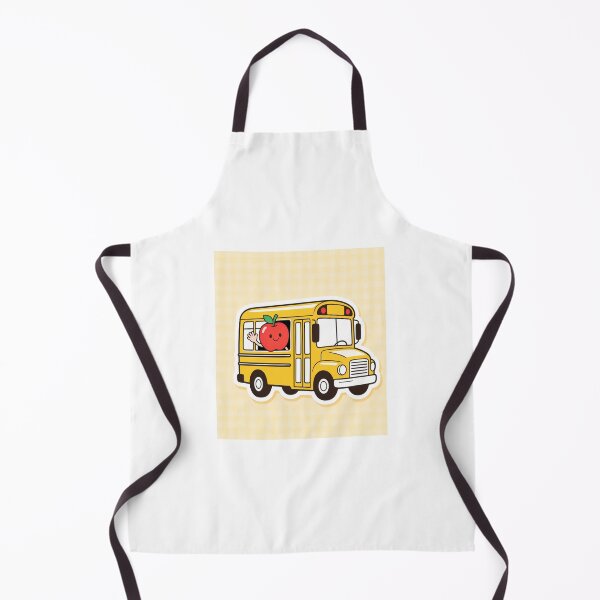 Item preview, Cute Yellow School Bus with Waving Red Apple Back to School Cartoon Sticker designed and sold by OksArtStudio.