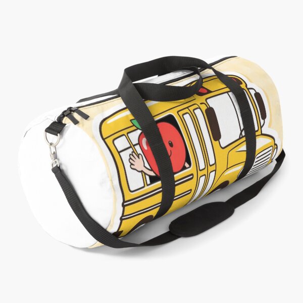 Item preview, Cute Yellow School Bus with Waving Red Apple Back to School Cartoon Sticker designed and sold by OksArtStudio.