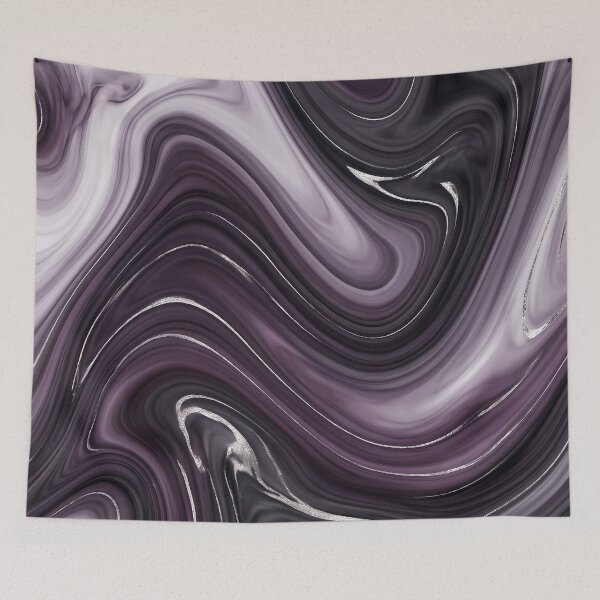 Item preview, Liquid Abstract in Plum and Charcoal — Moody Marble Art designed and sold by SeamPix.