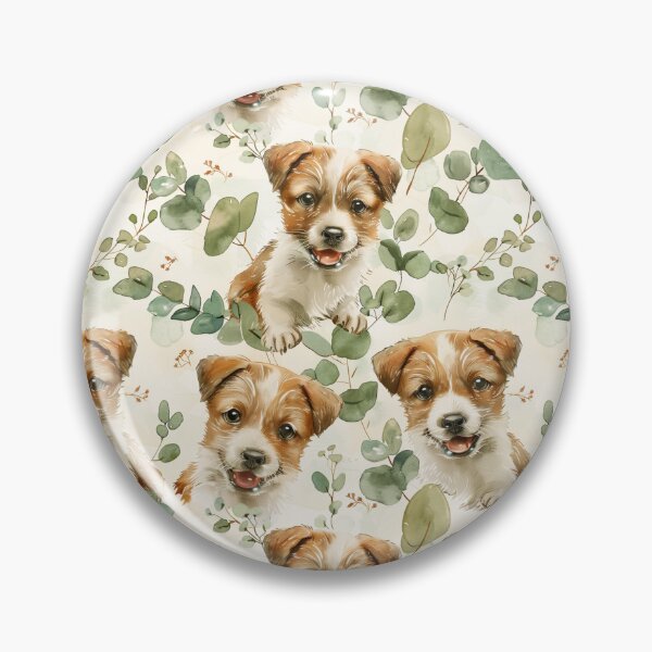 Item preview, Jack Russell puppy watercolor with eucalyptus designed and sold by Ginetta0815.