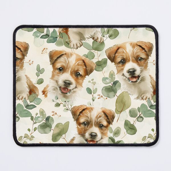 Item preview, Jack Russell puppy watercolor with eucalyptus designed and sold by Ginetta0815.