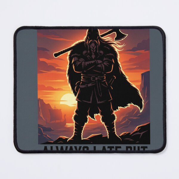 Item preview, Always Late But Worth The Wait Viking Warrior Shirt, Silhouette Standing Fighter Tee, Epic Heroic Pose Graphic T-Shirt Gift designed and sold by THEWORDMARK.