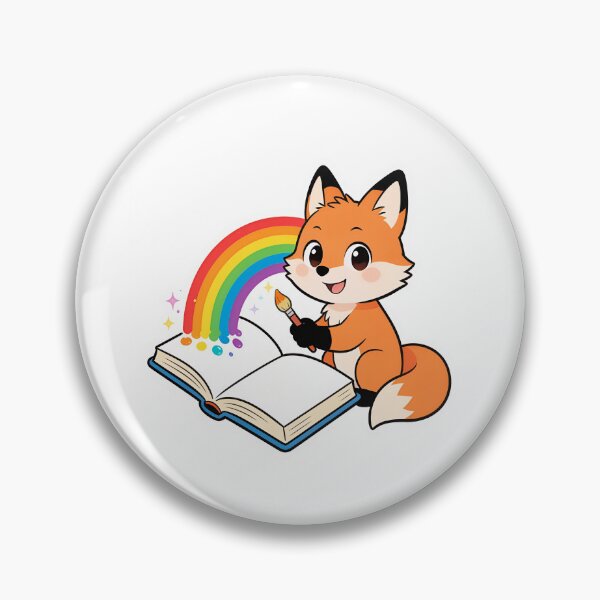 Item preview, Cute Red Fox Painting a Rainbow with a Brush Cartoon Back to School Sticker designed and sold by OksArtStudio.
