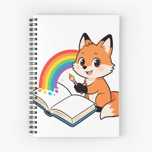 Item preview, Cute Red Fox Painting a Rainbow with a Brush Cartoon Back to School Sticker designed and sold by OksArtStudio.