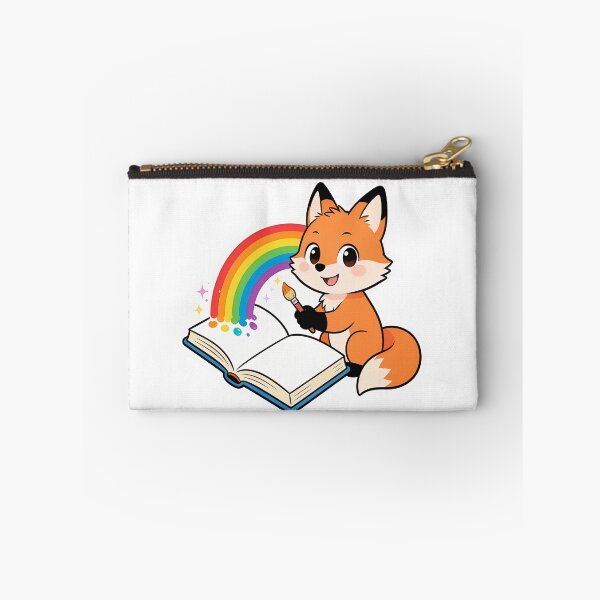 Item preview, Cute Red Fox Painting a Rainbow with a Brush Cartoon Back to School Sticker designed and sold by OksArtStudio.