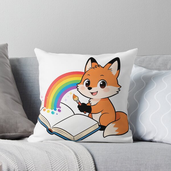Item preview, Cute Red Fox Painting a Rainbow with a Brush Cartoon Back to School Sticker designed and sold by OksArtStudio.