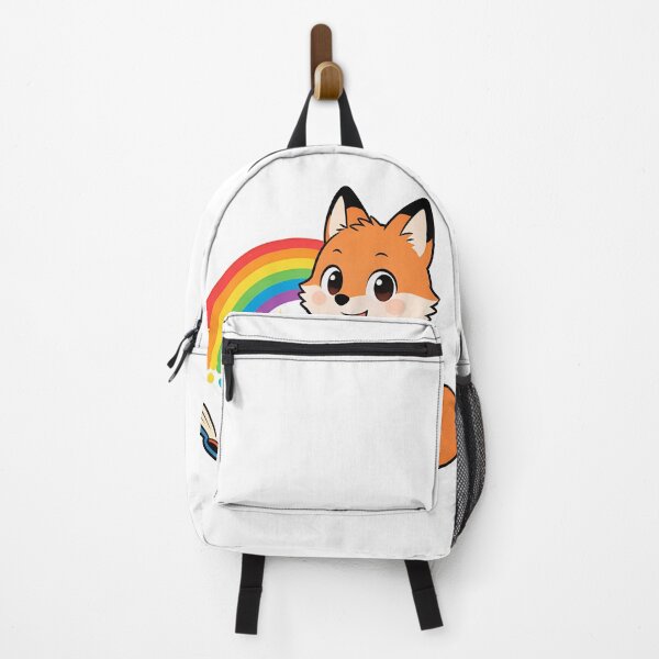 Item preview, Cute Red Fox Painting a Rainbow with a Brush Cartoon Back to School Sticker designed and sold by OksArtStudio.