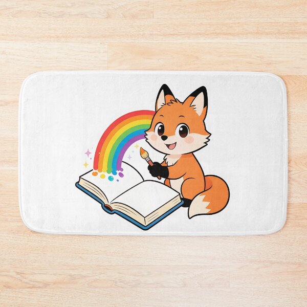 Item preview, Cute Red Fox Painting a Rainbow with a Brush Cartoon Back to School Sticker designed and sold by OksArtStudio.