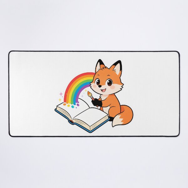 Item preview, Cute Red Fox Painting a Rainbow with a Brush Cartoon Back to School Sticker designed and sold by OksArtStudio.