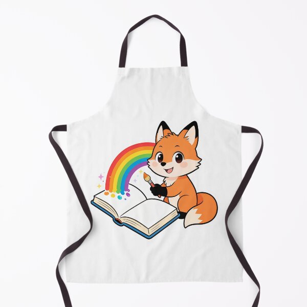 Item preview, Cute Red Fox Painting a Rainbow with a Brush Cartoon Back to School Sticker designed and sold by OksArtStudio.