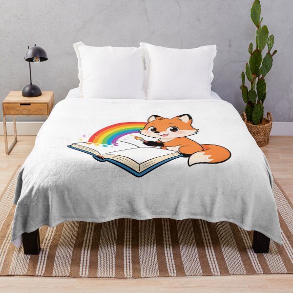Item preview, Cute Red Fox Painting a Rainbow with a Brush Cartoon Back to School Sticker designed and sold by OksArtStudio.