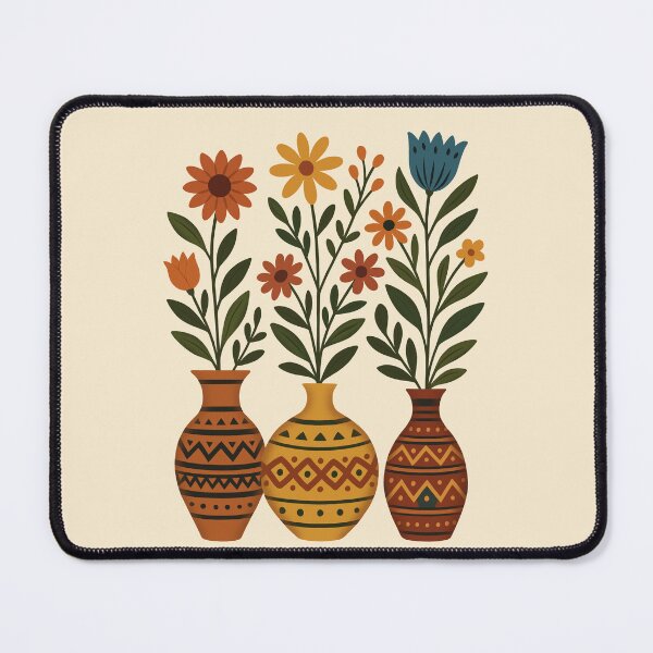 Item preview, Boho Wildflower Vase Collection | Folk Art Botanical Illustration designed and sold by ZanyPaintbrush.