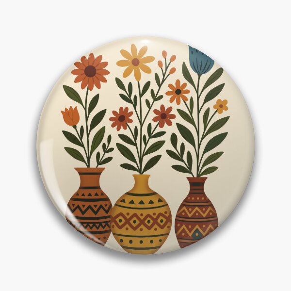 Item preview, Boho Wildflower Vase Collection | Folk Art Botanical Illustration designed and sold by ZanyPaintbrush.