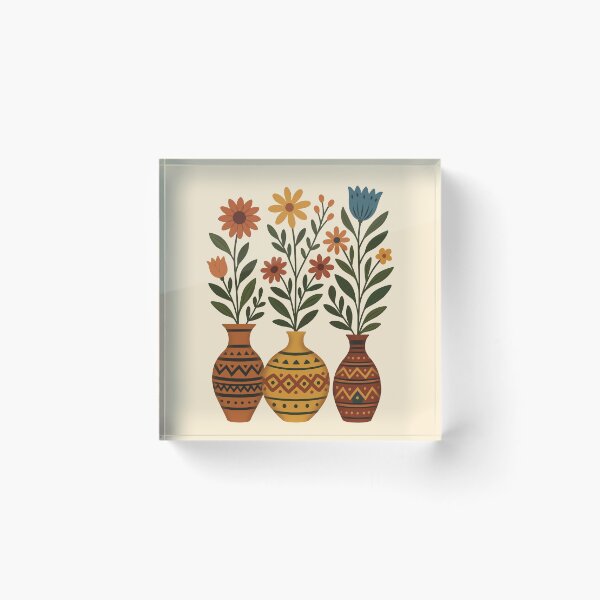 Item preview, Boho Wildflower Vase Collection | Folk Art Botanical Illustration designed and sold by ZanyPaintbrush.