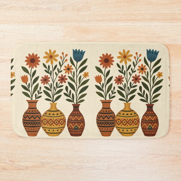 Item preview, Boho Wildflower Vase Collection | Folk Art Botanical Illustration designed and sold by ZanyPaintbrush.